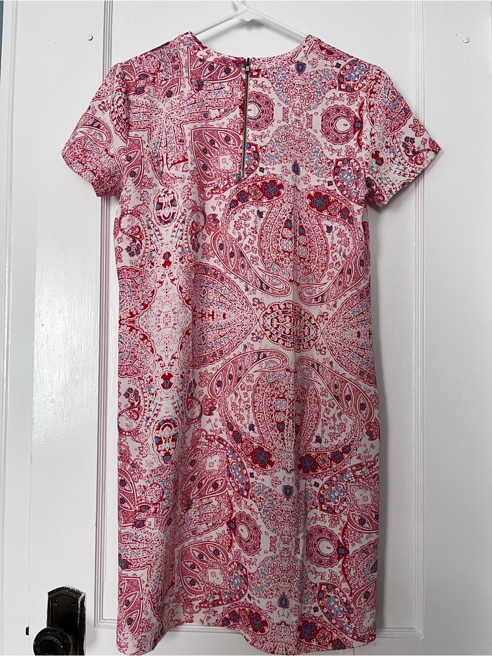 Adrienne Vittadini Pink and Red Paisley Midi Shift Dress